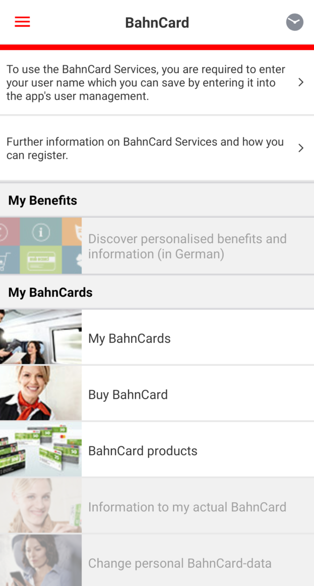 Reise Apps DB Navigator Bahn Card