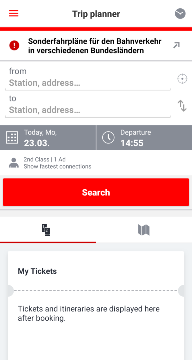 Reise Apps DB Navigator Trip erstellen