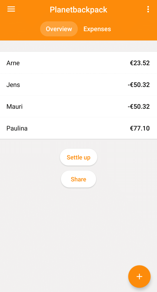 Reise Apps Splid Overview
