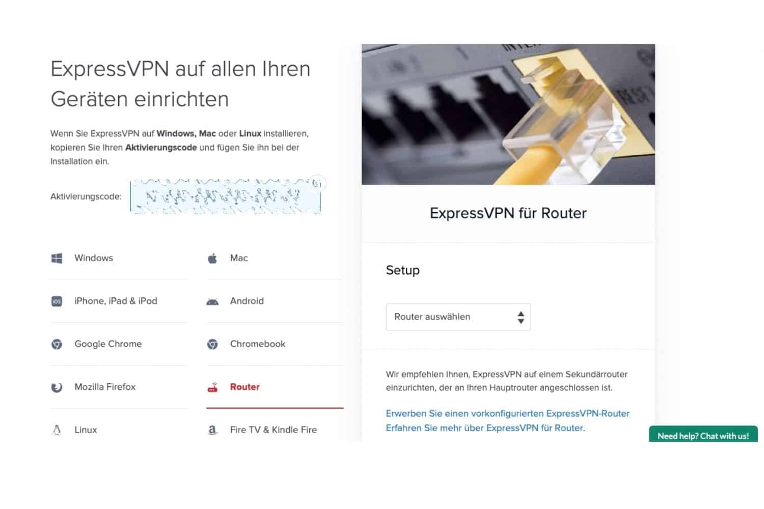 ExpressVPN Router Auswahl