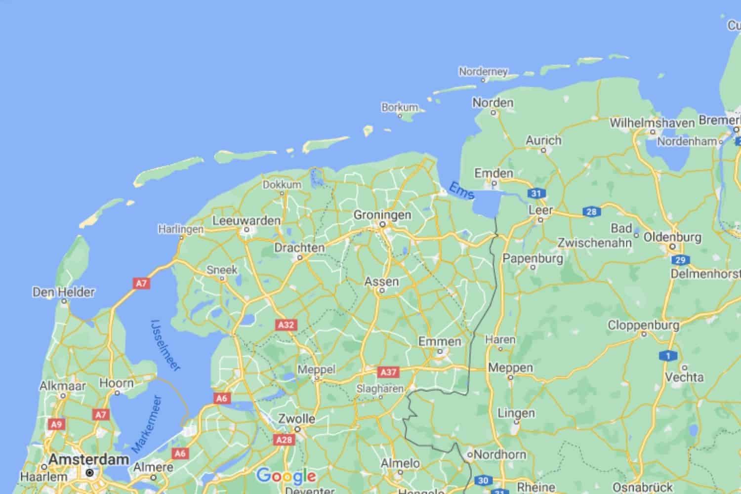 Karte der ostfriesischen Inseln