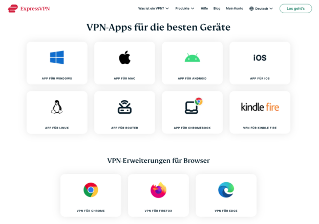 ExpressVPN Download Seite Alle Geraete und Browser