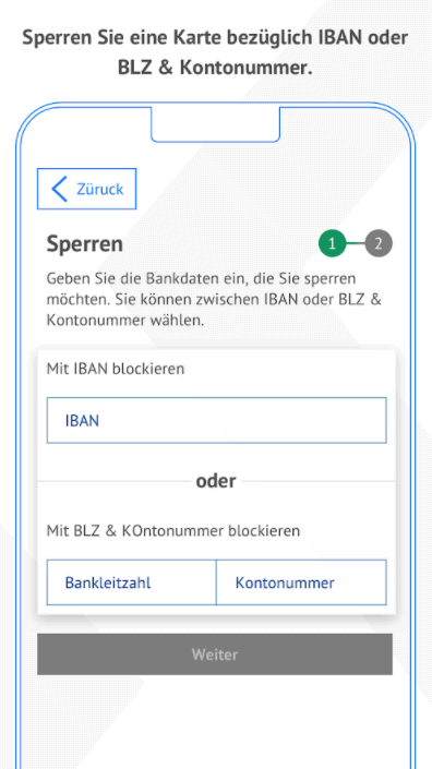 Kreditkarte Sperr App IBAN Eingeben