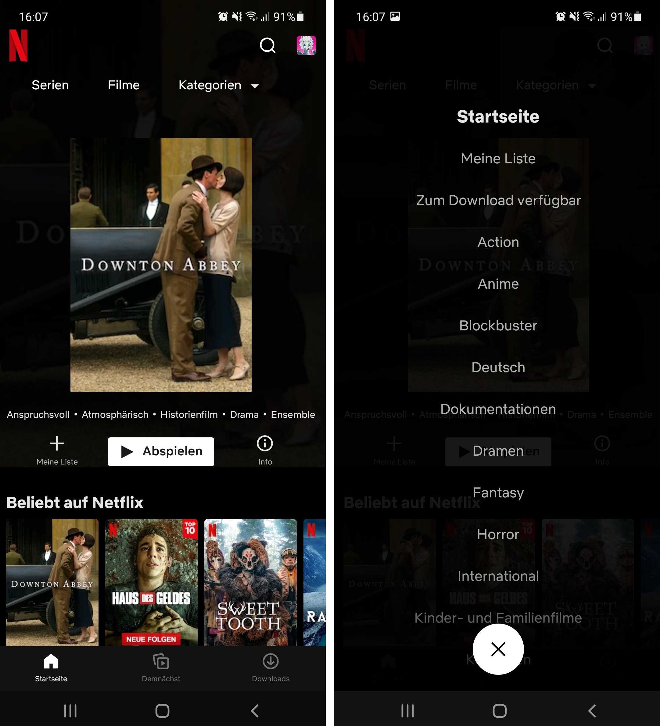 Netflix Kategorien Auswahl