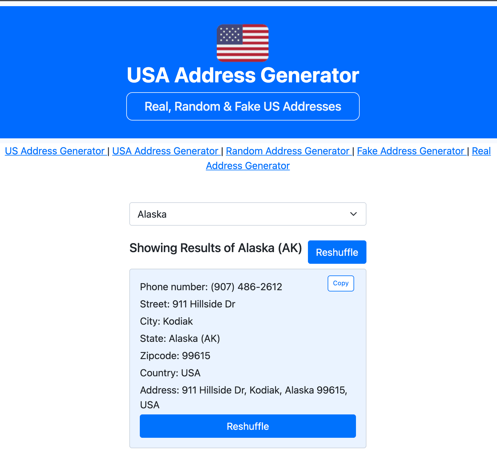 USA Address Generator