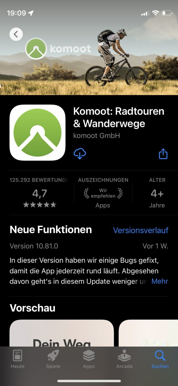 Sanfter Tourismus Komoot App