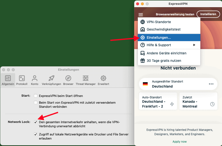 ExpressVPN Kill Switch Einstellungen