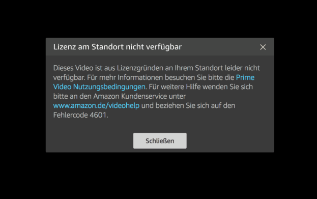 Fehlercode VPN Amazon 4601