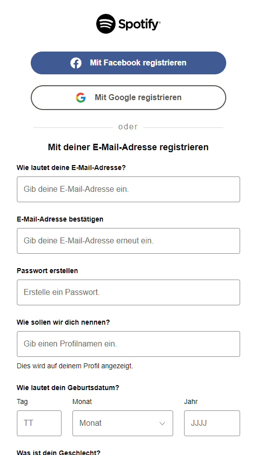 Spotify Registrieren Google
