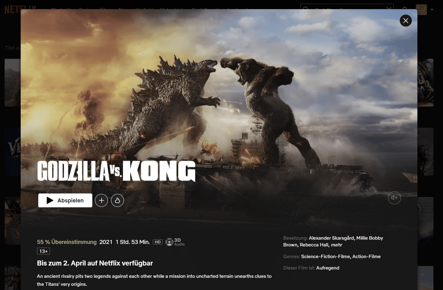 „Godzilla vs. Kong“ Netflix 2024 So streamst du den Film