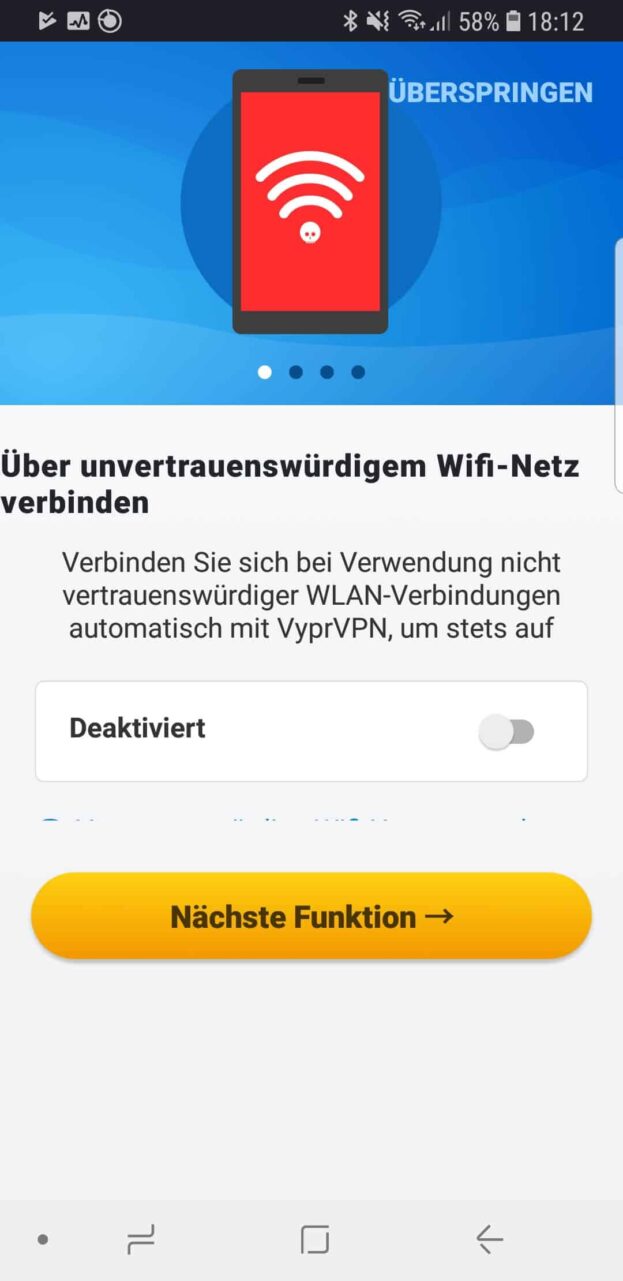 VyprVPN App Start Einstellungen