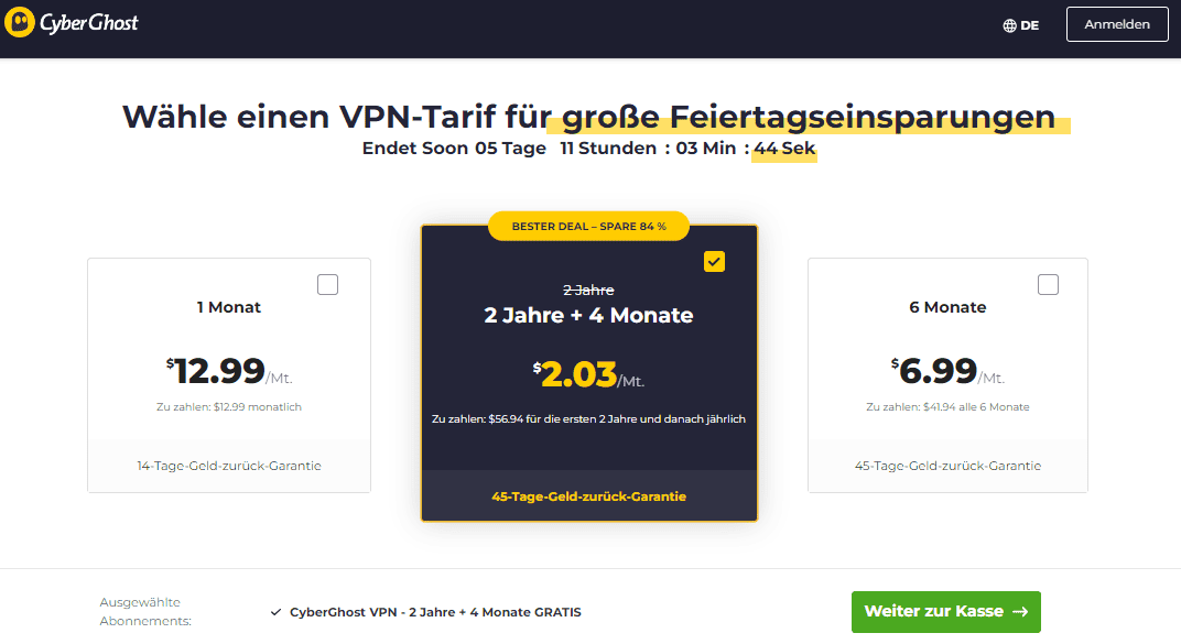 Cyberghost Tarife Preise 2024