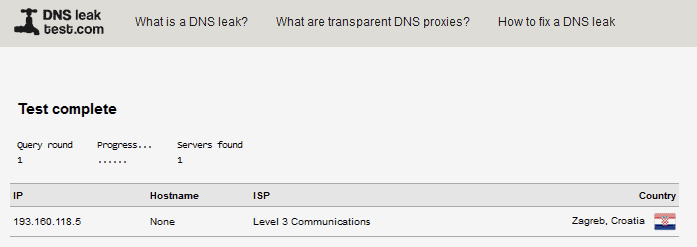 DNS Leak Test NordVPN