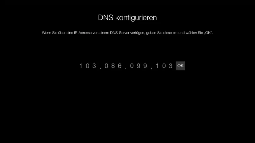 DNS Konfigurieren Apple TV