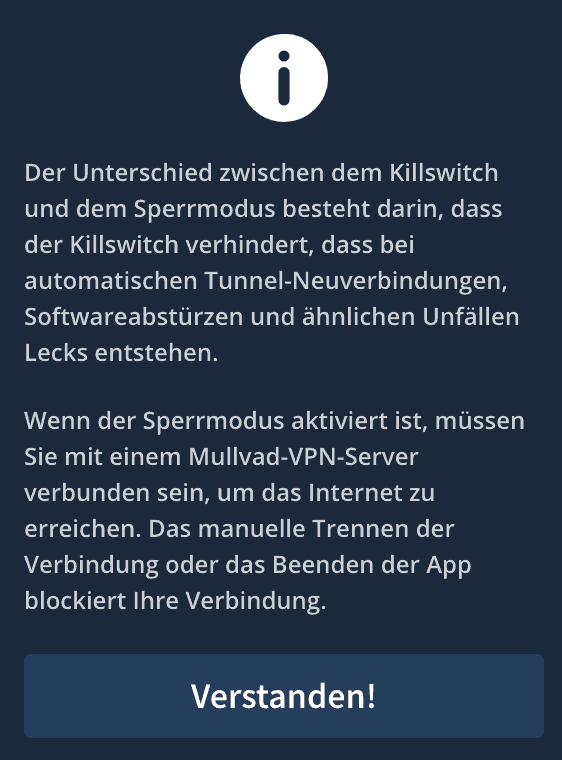 Mullvad Sperrmodus