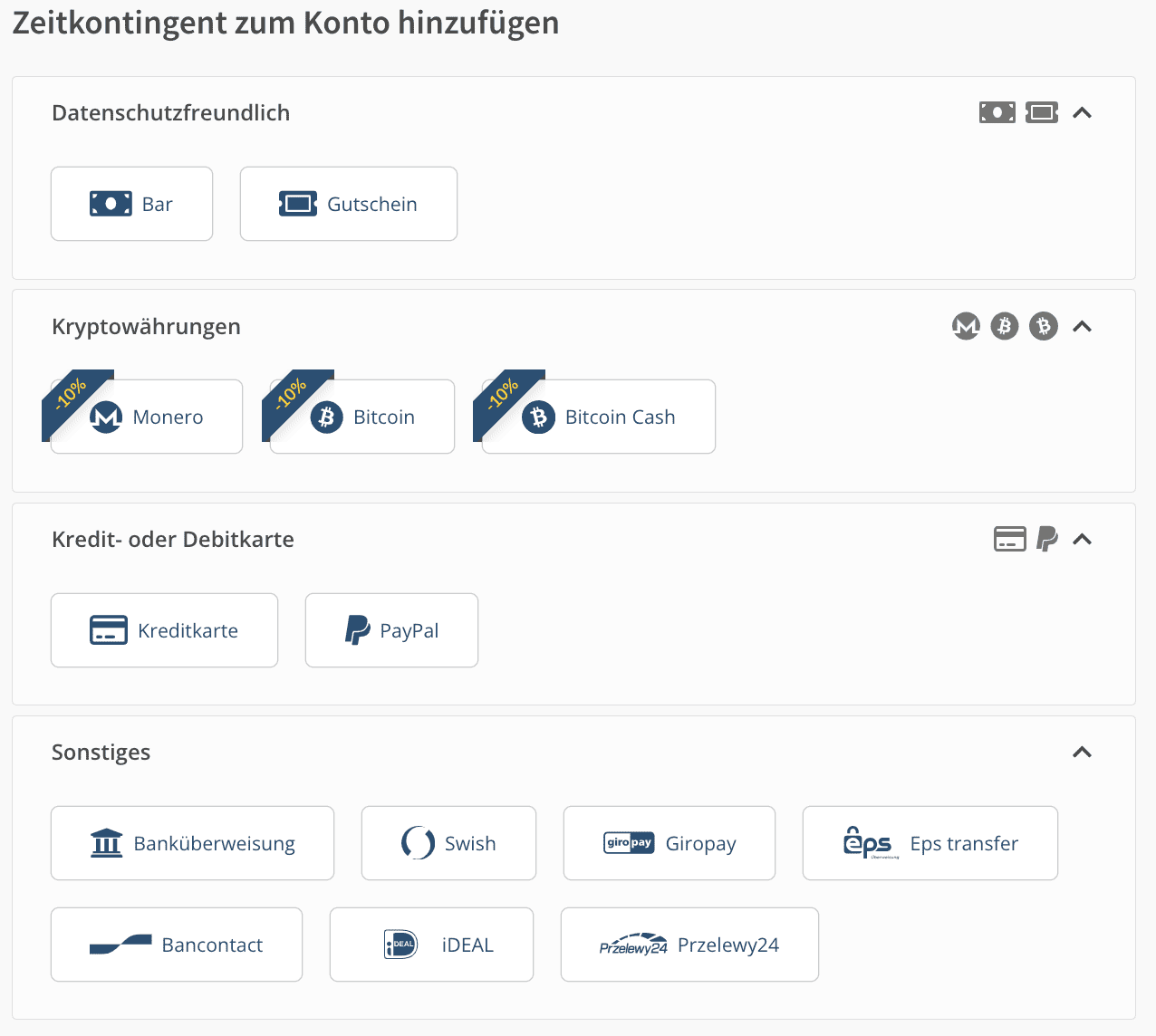 Mullvad Zahlungsarten