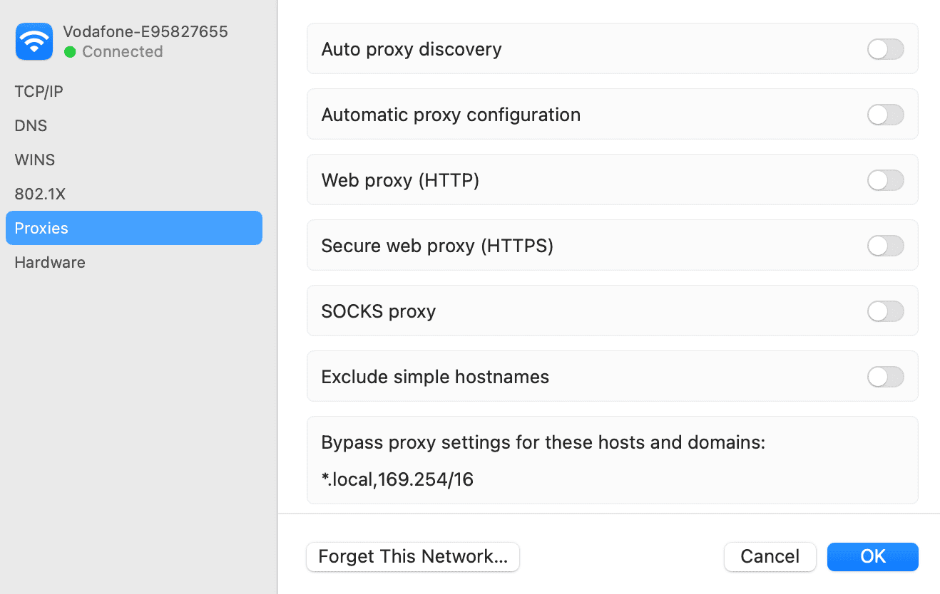 Mac-Proxy Einstellungen